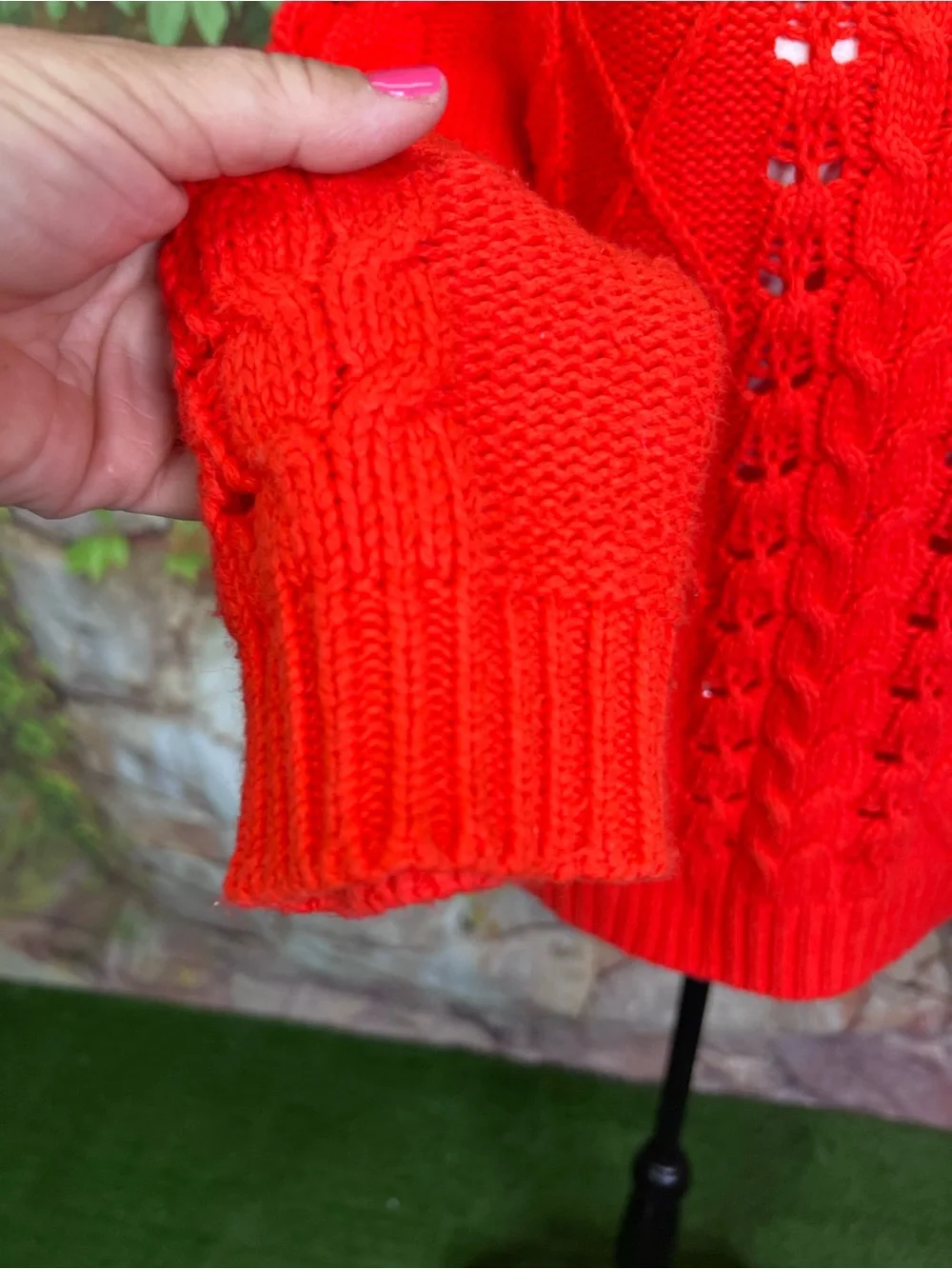 J. CREW Orange/Red Cable Knit Preppy Coastal Crewneck Sweater, M
